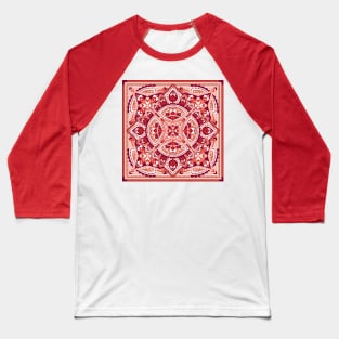 Red Boho Quilt Baseball T-Shirt